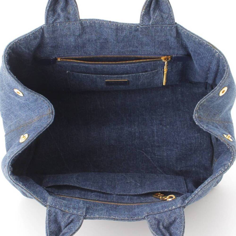 Prada Canapa Denim Tote Bag Handbag Indigo Blue - Picture 6 of 10